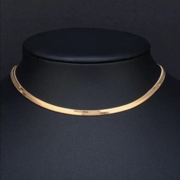 18” NEW GOLD HERRINGBONE SNAKE LINK CHAIN NECKLACE, NICE NECKLACE, CUTE NECKLACE - Picture 7 of 7